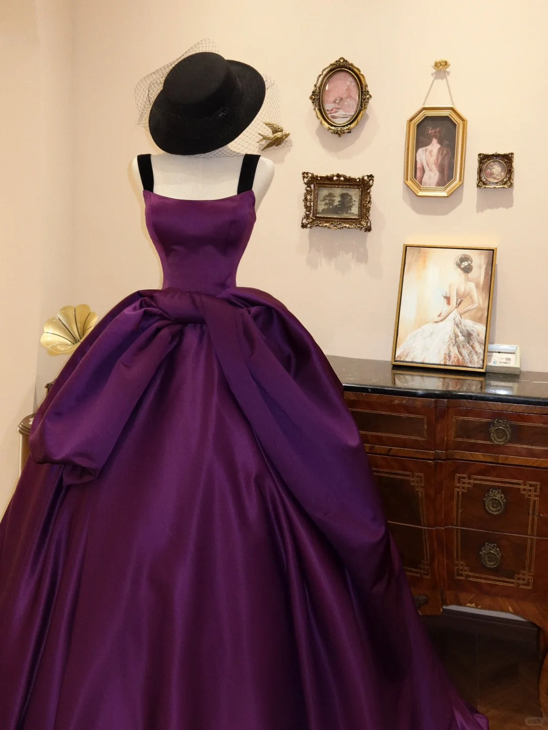 Lila Mode Elegante Lange Satin Ballkleid Abendkleid Ballkleid gh4239