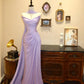 Lila Elegante Schöne Lange Bodenlangen Satin Ballkleid Abendkleid Partykleid gh4191