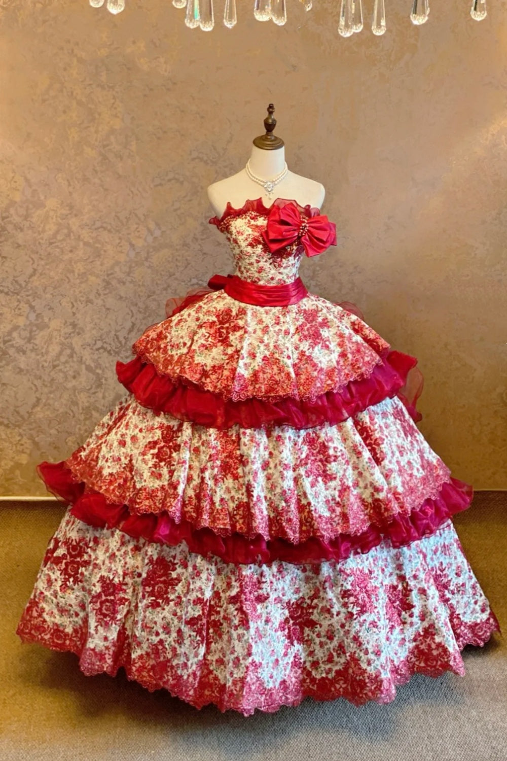 Robe de bal longue vintage à fleurs gh6849