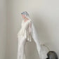 girlhomeshops- Vintage White Lace V-Neck Long Sleeve Mermaid Long Court Style Wedding Gown gh6095