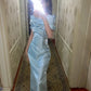 girlhomeshops-Light Blue Satin Diamond - Studded Gown, Elegant Lines Show Light Luxury Texture gh5900