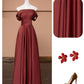Robe de soirée longue en satin marron et rouge, élégante et tendance, gh4874