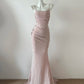 Robe de soirée longue en satin rose clair brillant, tenue de bal, gh4841