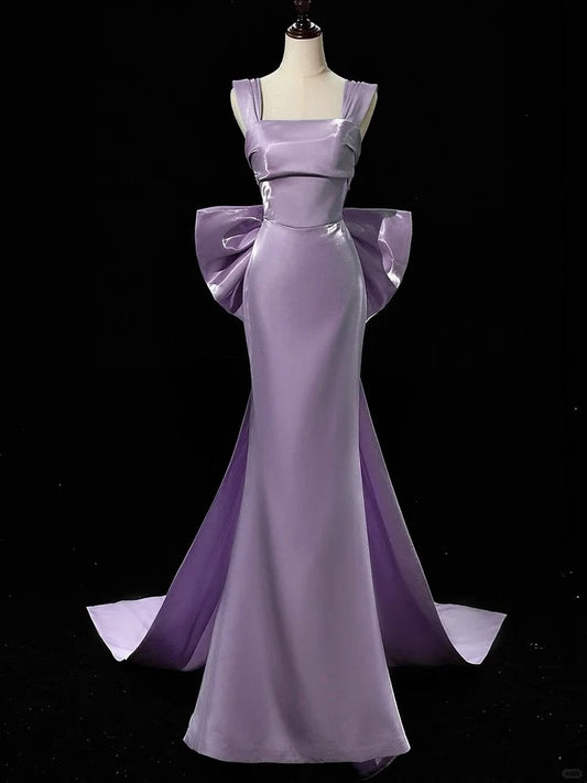 Girlhomeshops-Purple Dress Elegant Dress Satin Dress Long Dress Formal Prom Gown Ball Dress Graceful Dress gh5308