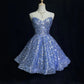Blue Shiny Princess Sequin Short Fashion Homecoming Dress Prom Dress Evening Dress Elsa's Ice Party gh4367