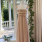 Blush Pink Chiffon Ruffle Lace Flutter Sleeve Gown - Vintage Ethereal Backless Maxi Dress gh6962
