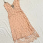 girlhomeshops-Nude Pink Lace Spaghetti Straps Midi Dress with Beading Detail gh6313