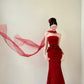 girlhomeshops-Red Floral Bodycon Satin Floor-Length Ball Gown Prom Dressgh5960