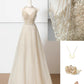 Robe de soirée longue en tulle, élégante et brillante, couleur champagne doré, gh4870