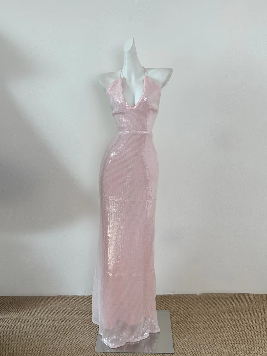 Rosa glänzendes, modisches, langes Meerjungfrauen-Kleid mit funkelnden, schmalen Pailletten, Ballkleid, Abendkleid, Geburtstagspartykleid, Abschlussballkleid gh3799