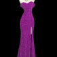 Robe de soirée bordeaux brillante à paillettes et queue de poisson gh4363
