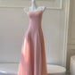girlhomeshops- Minimalist Mint Green/Pastel Pink Spaghetti Strap Slim-Fit Long Evening Gown gh6098