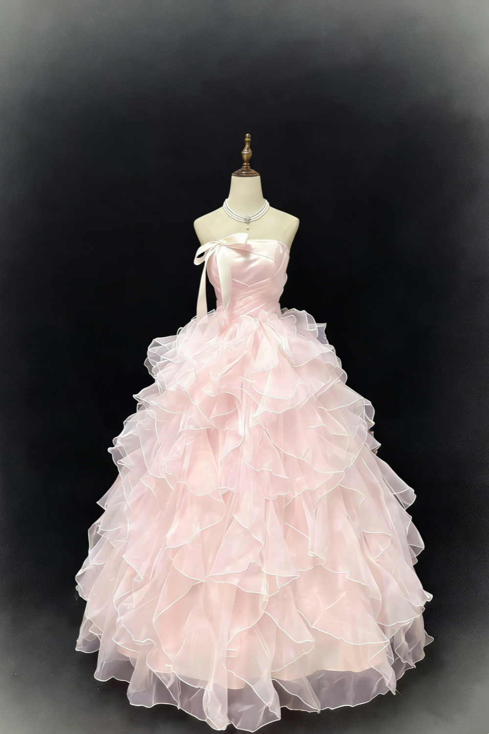 Hellrosa, trägerloses Ballkleid mit Schleife – Kleid für Quinceañera &amp; Coming-of-Age-Party gh6949