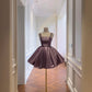 Glitzerndes lila Puffrock-Kurzes Geburtstagskleid/Abendkleid gh6794
