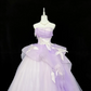 Lavender Spaghetti Strap Cinched Waist Voluminous Princess Skirt Romantic Dress, Wedding Gown gh7912