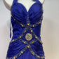 Robe de soirée longue en satin bleu avec strass, élégante et tendance, robe de bal, robe de fête d'anniversaire, gh4946