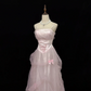 Blush Pink Spaghetti Straps, Cinched Waist, Voluminous Princess Skirt Romantic Dress, Wedding Gown gh8088