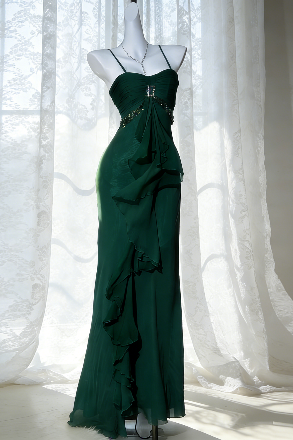 🍃 Robe de soirée verte à dégradé vaporeux - Votre nouvelle robe de soirée incontournable gh6940