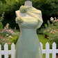 Robe courte trapèze à fleurs 3D vert menthe - Style printanier frais gh6965