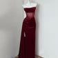 Burgund/Rot Mode Samt Lange Ballkleid Abendkleid Partykleid gh4833