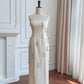 Robe de soirée longue blanche élégante à fleurs, robe de soirée, robe d'anniversaire, robe de bal, gh4291