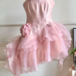 Pink Cute Fantasy Floral Short Chiffon Mini Homecoming Dress Women Birthday Party Dress gh4727