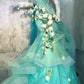 Blue gorgeous exquisite beaded long satin ball gown evening dress party dress gh4502