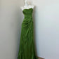 Grünes schlichtes, modisches Satin-Ballkleid, langes Abendkleid, Partykleid, gh4832