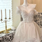 Weiß Glitzernde Perlen Kurzes Tüll Süßes Süßes Homecoming Kleid Geburtstagsparty Kleid Hochzeitskleid gh4263