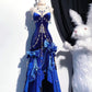 Robe de soirée élégante et délicate, bordeaux, bretelles spaghetti, longue, volantée, en velours, gh4170