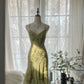 Grün Romantisch Mode Elegant Zarte Blumenapplikation Perlen Spaghettiträger Midi/Kurz Chiffon Rüschen Ballkleid Abendkleid Partykleid gh4060