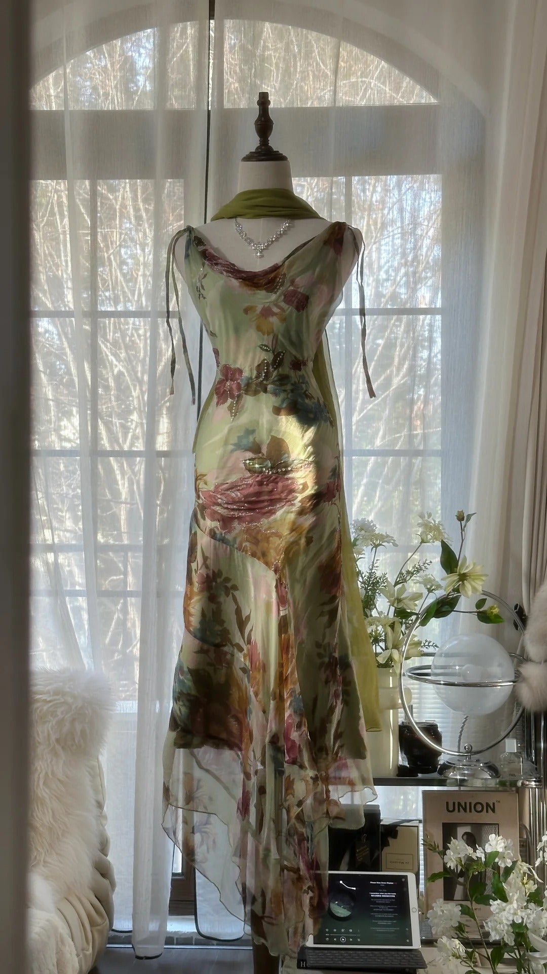 Grün Romantisch Farbverlauf Mode Elegant Exquisite Perlenbesatz Langes Chiffon Ballkleid Abendkleid Geburtstags-/Hochzeitsgast-/Feiertagspartykleid Ballkleid Valentinstags-Date-Kleid gh4030