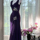 Lila Strass Langes Chiffon Ballkleid Abendkleid Partykleid Date Kleid Ballkleid gh4677