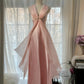 Rosa Elegante Exquisite Strass Lange Satin Chiffon Ballkleid Abendkleid Partykleid Geburtstagskleid Date Kleid gh4163