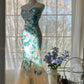 Blaues, wunderschönes, glänzendes, exquisites, perlenbesetztes, langes Chiffon-Tüll-Pailletten-Ballkleid, Abendkleid, Partykleid, Geburtstagskleid, Verabredungskleid, gh4162