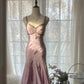 Blassrosa, elegantes, modisches, raffiniertes, perlenbesetztes, herzförmiger Ausschnitt, Spaghettiträger, langes Chiffon-Kleid mit Rüschen, Heimkehrkleid, Ballkleid, Abendkleid, Geburtstags-/Urlaubspartykleid, Ballkleid gh4067
