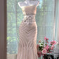 Girlhomeshops-Pink wunderschöne Perlen elegante lange Chiffon Ballkleid Abendkleid Partykleid gh5166