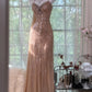 Luxuriöses Paillettenkleid mit gekreuzten Trägern | Champagnergoldenes Meerjungfrauen-Maxikleid aus Tüll für Galas, rote Teppiche, exklusive Partys und gesellschaftliche Anlässe gh6423