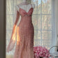 Rosa romantisches Feenkleid aus Chiffon mit exquisiter Perlenverzierung, mittellang/kurz, ideal für Dates und Partys (gh6912)