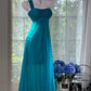 girlhomeshops - Blaues, einschultriges, modisches und elegantes Chiffon-Ballkleid, lang, gh5591