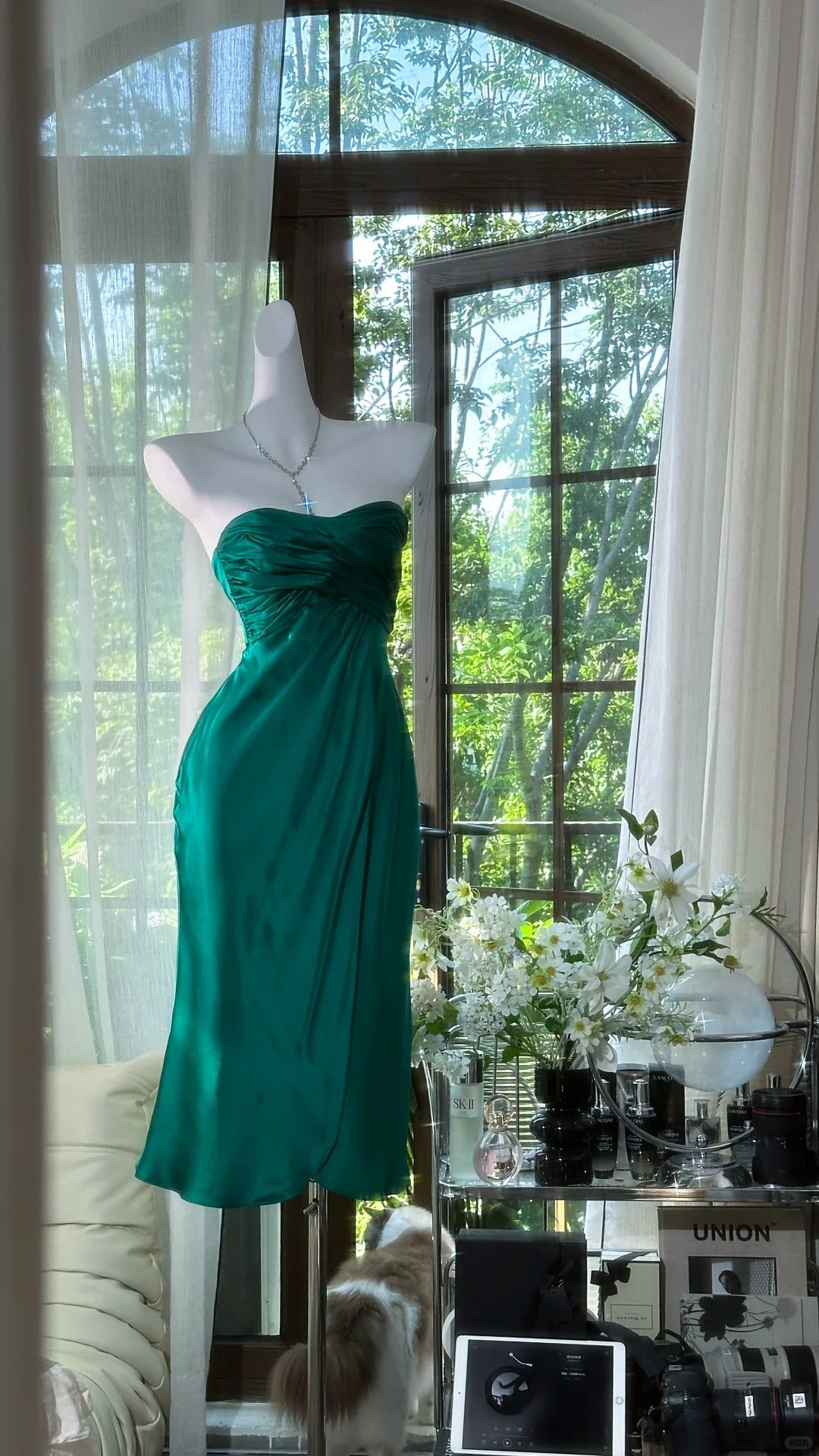 Girlhomeshops-Dunkelgrünes kurzes Chiffon-Heimkehrkleid, Geburtstagspartykleid, gh5167