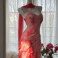 Pink Romantic Elegant Exquisite Floral Beaded Backless Short Chiffon Ruffle Homecoming Dress Ball Gown Evening Dress Birthday Holiday Party Dress Prom Dress gh4011