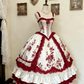 Green and White Rose Rococo Palace Dress gh6781