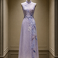 ✨Girlhomeshops-Lavender Ombre Blue Floral Long Cheongsam Qipao gh10434