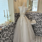Ivory Strapless Embroidered Waist-Cinched Voluminous Skirt Long Romantic Dress, Wedding Gown gh7715
