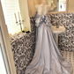 Light Blue Off-the-Shoulder Soft & Sexy Waist-Cinched Full Flared Skirt Long Romantic Dress, Wedding Gown gh7741