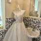 Ivory Strapless Rhinestone Waist-Cinched Full Flared Skirt Long Romantic Dress, Wedding Gown gh7765