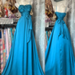 Elegant Vintage Turquoise Spaghetti Strap High Waist Fitted Long Prom & Evening Party Dress gh8490