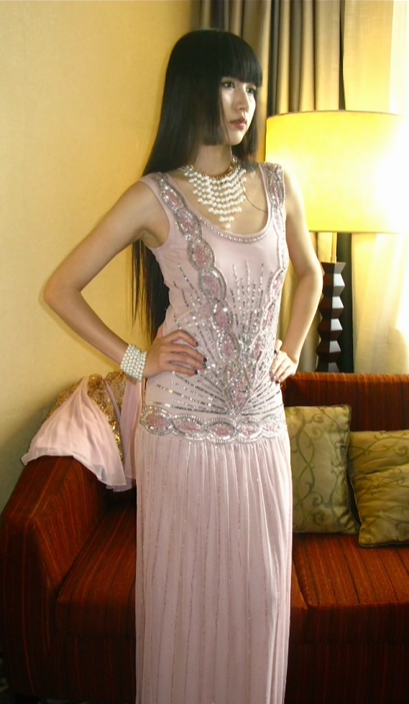 Blush Pink Vintage Sequin Spaghetti Strap Fitted Waist Elegant Prom & Evening Party Dress gh8374