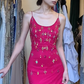 Hot Pink Spaghetti Straps U Neck Mermaid Evening Gown Hand Beaded Sequin 3D Petal Feather Long Prom Dress gh9713